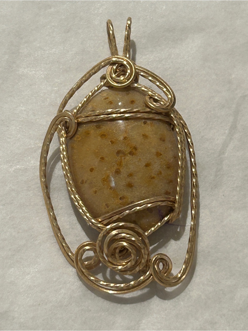 Handcrafted Gold Wire Wrapped Druzy Stone Pendant